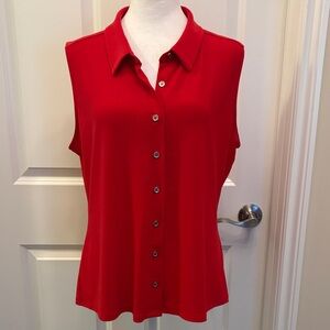 Tommy Hilfiger Red Sleeveless Button-Down Shirt XL